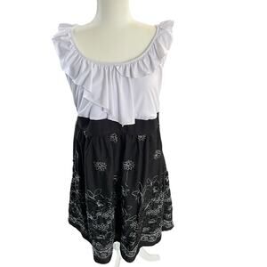 Vintage Torrid Womens Dress Plus Size 20 Floral 3D Ruffle Sleeveless Cotton